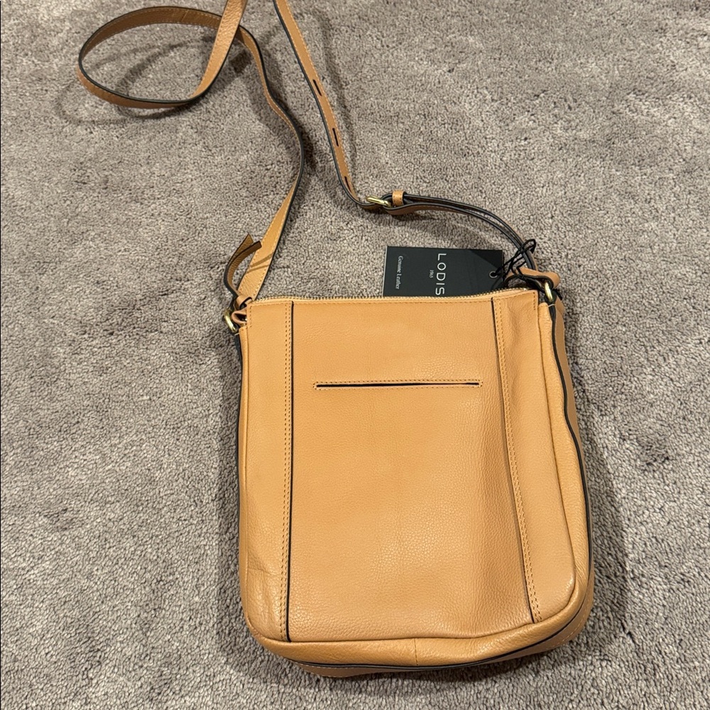 Lodis Cortado Stellene Tan Leather Crossbody Bag Pebbled Front Pocket - Picture 3 of 6
